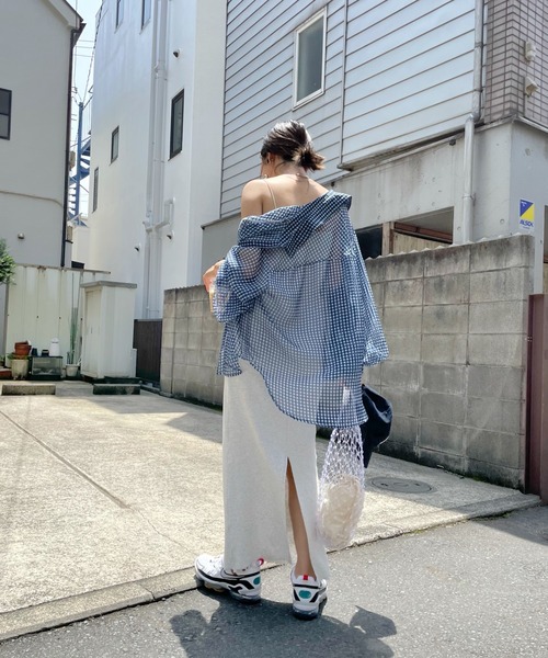 WHO'S WHO gallery（フーズフーギャラリー）の「シフォンギンガムシャツ（シャツ/ブラウス・レディース・ネイビー/ピンク/グリーン・FREE）」の20枚目の写真