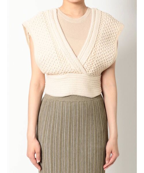 MERCURYDUO（マーキュリーデュオ）の「ミックスヤーンニットビスチェ（ニット/セーター・レディース・ブラウン/アイボリー・FREE）」の2枚目の写真