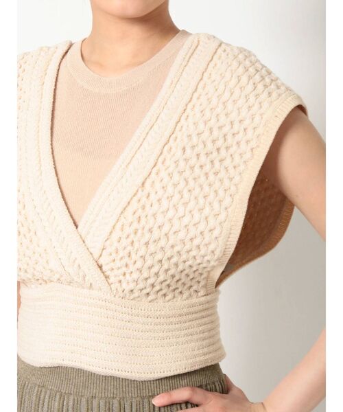 MERCURYDUO（マーキュリーデュオ）の「ミックスヤーンニットビスチェ（ニット/セーター・レディース・ブラウン/アイボリー・FREE）」の5枚目の写真