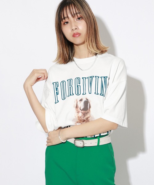 PBLIM（ページボーイリム）の「【PAGEBOYLIM】ドッググラフィックT（Tシャツ/カットソー・レディース・ネイビー/オフホワイト・MEDIUM/LARGE）」の2枚目の写真