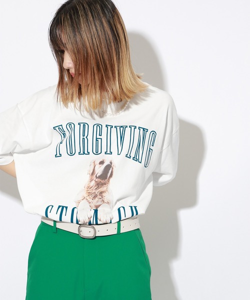 PBLIM（ページボーイリム）の「【PAGEBOYLIM】ドッググラフィックT（Tシャツ/カットソー・レディース・ネイビー/オフホワイト・MEDIUM/LARGE）」の4枚目の写真