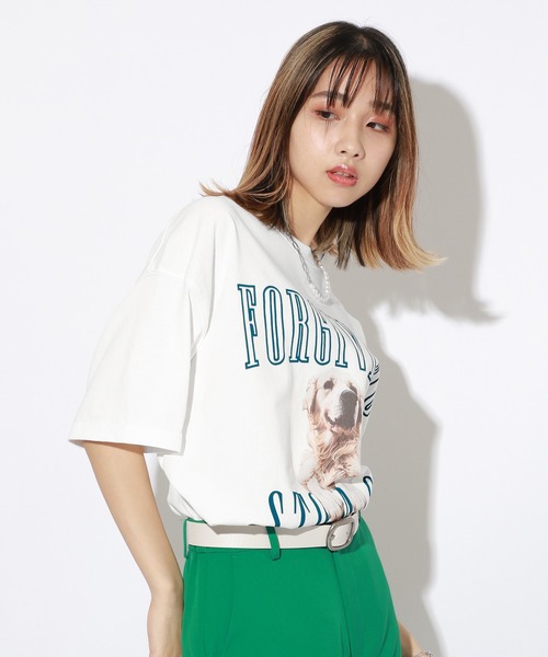 PBLIM（ページボーイリム）の「【PAGEBOYLIM】ドッググラフィックT（Tシャツ/カットソー・レディース・ネイビー/オフホワイト・MEDIUM/LARGE）」の5枚目の写真