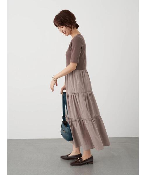 earth music&ecology（アースミュージックアンドエコロジー）の「ドッキングティアードワンピース ＊（ワンピース・レディース・ブラック/カーキ/モカ・FREE）」の10枚目の写真