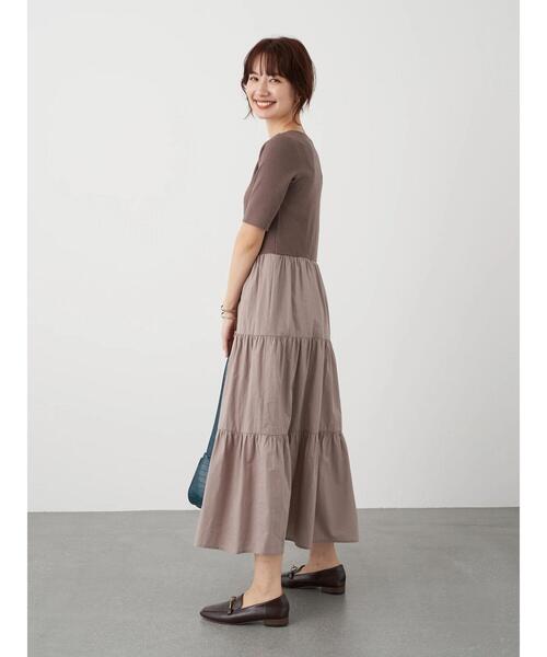 earth music&ecology（アースミュージックアンドエコロジー）の「ドッキングティアードワンピース ＊（ワンピース・レディース・ブラック/カーキ/モカ・FREE）」の11枚目の写真