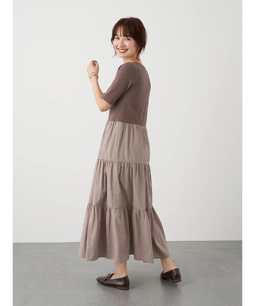 earth music&ecology（アースミュージックアンドエコロジー）の「ドッキングティアードワンピース ＊（ワンピース・レディース・ブラック/カーキ/モカ・FREE）」の12枚目の写真