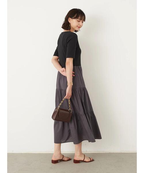earth music&ecology（アースミュージックアンドエコロジー）の「ドッキングティアードワンピース ＊（ワンピース・レディース・ブラック/カーキ/モカ・FREE）」の19枚目の写真