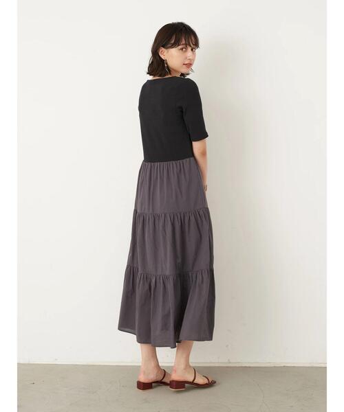 earth music&ecology（アースミュージックアンドエコロジー）の「ドッキングティアードワンピース ＊（ワンピース・レディース・ブラック/カーキ/モカ・FREE）」の20枚目の写真