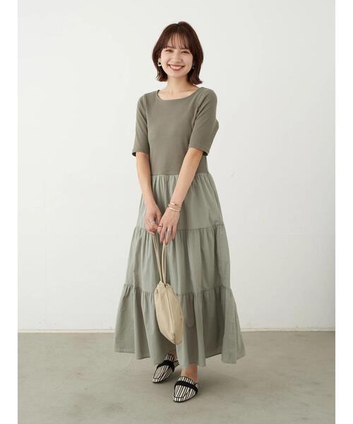 earth music&ecology（アースミュージックアンドエコロジー）の「ドッキングティアードワンピース ＊（ワンピース・レディース・ブラック/カーキ/モカ・FREE）」の21枚目の写真