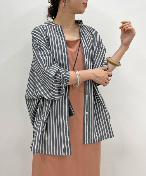 Omekashi（オメカシ）の「ドルマンビッグストライプシャツ（シャツ/ブラウス・レディース・ブラック/オフホワイト/ブルー・FREE）」の18枚目の写真