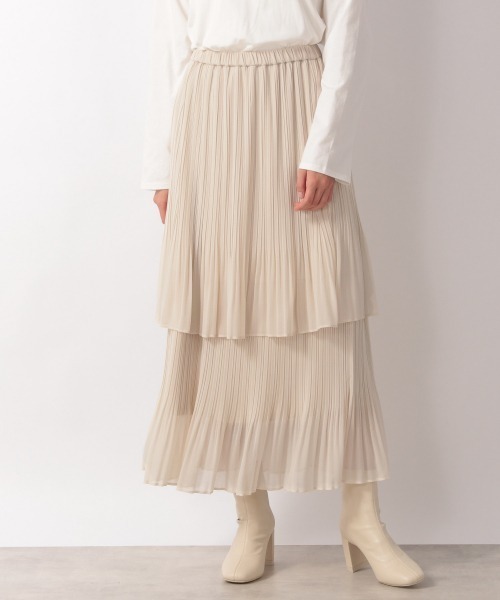 LOWRYS FARM（ローリーズファーム）の「プリーツティアードスカート　217199（スカート・レディース・アイボリー/ブラック/ブルー・FREE）」の2枚目の写真