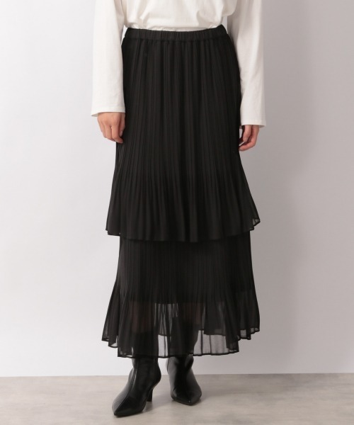 LOWRYS FARM（ローリーズファーム）の「プリーツティアードスカート　217199（スカート・レディース・アイボリー/ブラック/ブルー・FREE）」の3枚目の写真