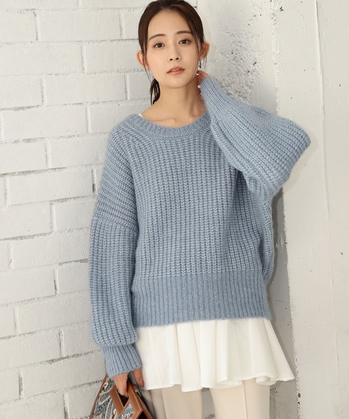 Andemiu（アンデミュウ）の「カタアゼニット216859（ニット/セーター・レディース・ブラウン/ブルー/アイボリー・FREE）」の3枚目の写真