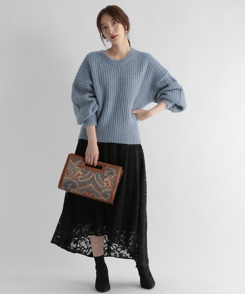 Andemiu（アンデミュウ）の「カタアゼニット216859（ニット/セーター・レディース・ブラウン/ブルー/アイボリー・FREE）」の11枚目の写真