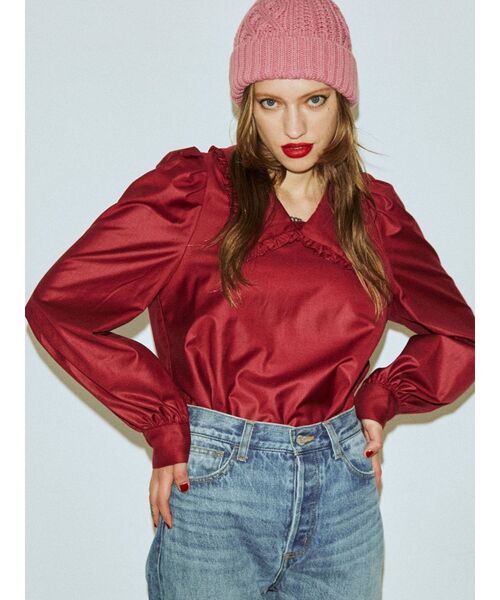 jouetie（ジュエティ）の「ケーブルニットキャップ（ニットキャップ/ビーニー・レディース・ブラック/ピンク/ベージュ・FREE）」の8枚目の写真