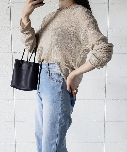 me+em select(ミームセレクト)の「スカシアミルーズシルエットニット(ニット/セーター・レディース・ブラウン/ベージュ/ホワイト/キャメル/ブラック・FREE)」の11枚目の写真