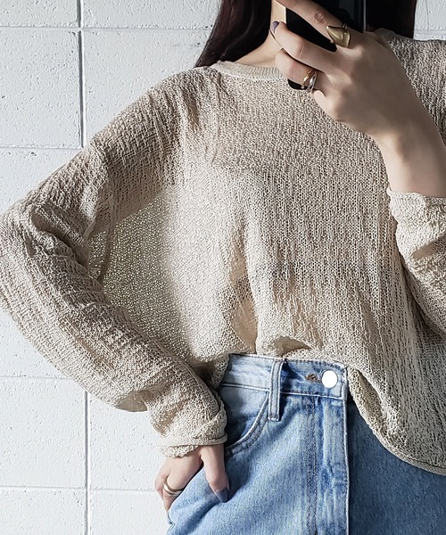 me+em select(ミームセレクト)の「スカシアミルーズシルエットニット(ニット/セーター・レディース・ブラウン/ベージュ/ホワイト/キャメル/ブラック・FREE)」の12枚目の写真