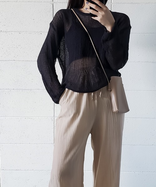 me+em select(ミームセレクト)の「スカシアミルーズシルエットニット(ニット/セーター・レディース・ブラウン/ベージュ/ホワイト/キャメル/ブラック・FREE)」の22枚目の写真