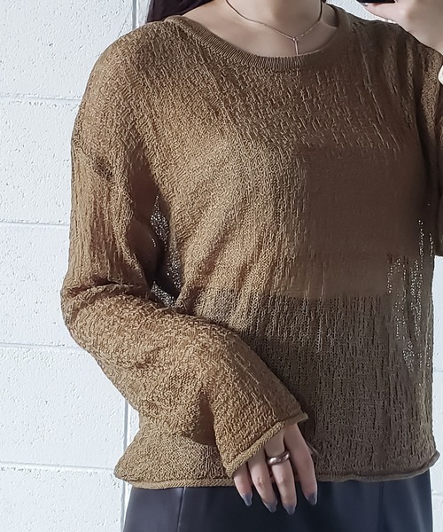 me+em select(ミームセレクト)の「スカシアミルーズシルエットニット(ニット/セーター・レディース・ブラウン/ベージュ/ホワイト/キャメル/ブラック・FREE)」の21枚目の写真