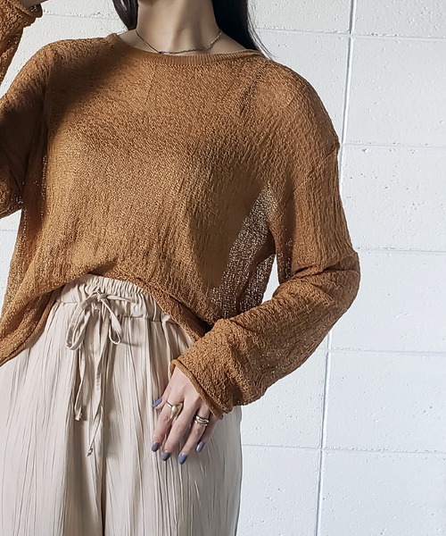 me+em select(ミームセレクト)の「スカシアミルーズシルエットニット(ニット/セーター・レディース・ブラウン/ベージュ/ホワイト/キャメル/ブラック・FREE)」の15枚目の写真