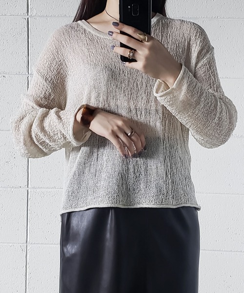 me+em select(ミームセレクト)の「スカシアミルーズシルエットニット(ニット/セーター・レディース・ブラウン/ベージュ/ホワイト/キャメル/ブラック・FREE)」の7枚目の写真