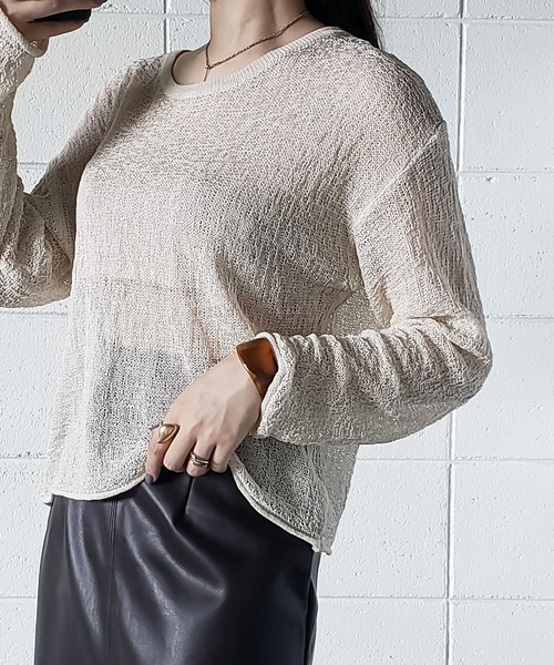 me+em select(ミームセレクト)の「スカシアミルーズシルエットニット(ニット/セーター・レディース・ブラウン/ベージュ/ホワイト/キャメル/ブラック・FREE)」の9枚目の写真