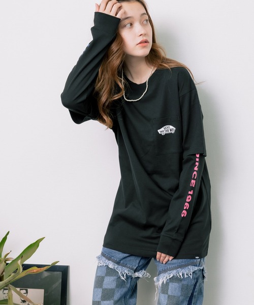 VANS（バンズ）の「VANS/ヴァンズ M VANS Layered L/S tee ロンT オーバーサイズ（Tシャツ/カットソー・メンズ・ホワイト/ブラック/エメラルド・L/M/XL）」の3枚目の写真