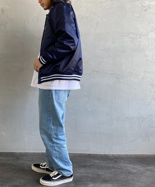 MLB（メジャーリーグベースボール）の「【Begin 12月号掲載】[FANATICS/ファナティクス] 別注NYロゴベースボールスタジャン（スタジャン・メンズ・ネイビー・S/M/L/XL）」の7枚目の写真