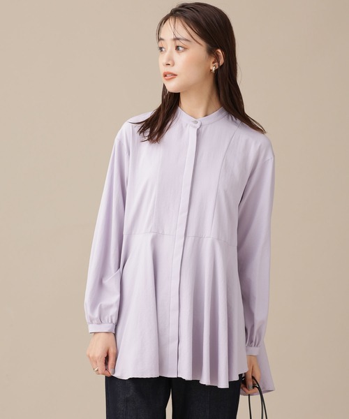 NANO universe（ナノユニバース）の「ペプラムフレアブラウス 長袖（シャツ/ブラウス・レディース・ライトパープル/オフホワイト/チャコール・36/38）」の7枚目の写真