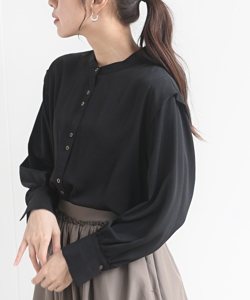 rps（アールピーエス）の「ダブルボタンウイングスリーブブラウス（シャツ/ブラウス・レディース・オフホワイト/イエロー系その他/ブラック/ダークグリーン・M/フリー）」の3枚目の写真