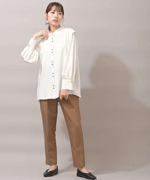 rps（アールピーエス）の「ダブルボタンウイングスリーブブラウス（シャツ/ブラウス・レディース・オフホワイト/イエロー系その他/ブラック/ダークグリーン・M/フリー）」の13枚目の写真