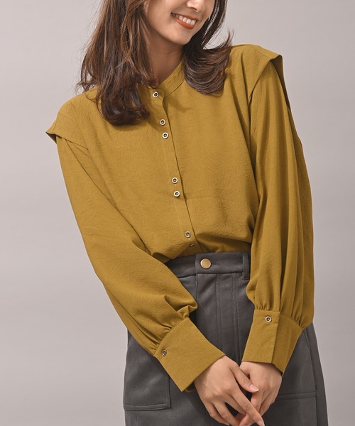 rps（アールピーエス）の「ダブルボタンウイングスリーブブラウス（シャツ/ブラウス・レディース・オフホワイト/イエロー系その他/ブラック/ダークグリーン・M/フリー）」の11枚目の写真