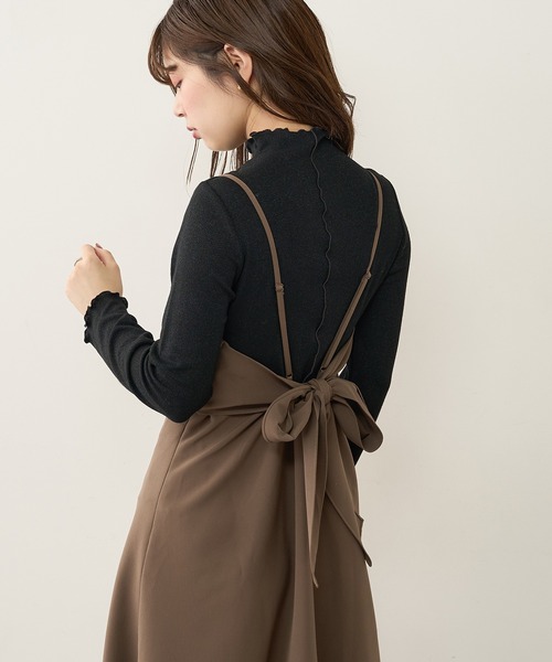 natural couture（ナチュラルクチュール）の「ほんのりラメメローカットタートル（Tシャツ/カットソー・レディース・ベージュ/ピンク/ブラック/オフホワイト・FREE）」の2枚目の写真