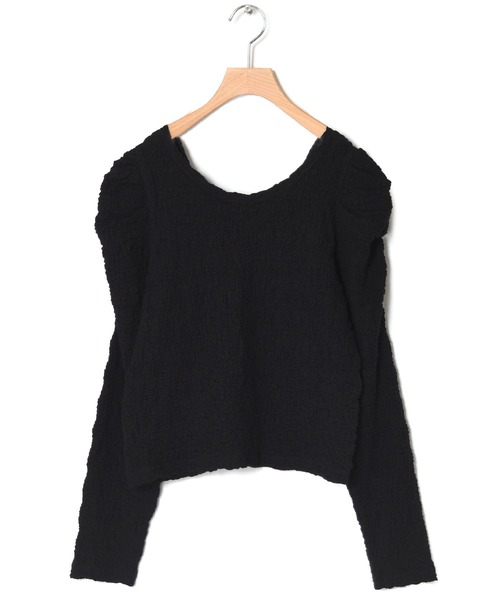 w closet（ダブルクローゼット）の「シワシワカットソーシャーリング袖Vネックカーディガン（カーディガン/ボレロ・レディース・ブラック/モカ/ブルー/オフホワイト・FREE）」の5枚目の写真