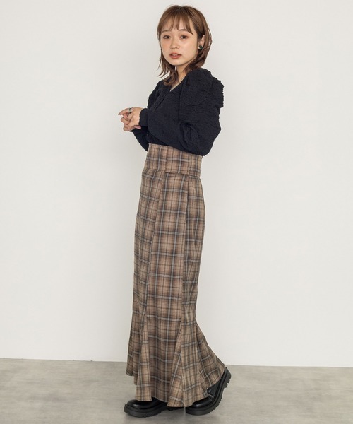 w closet（ダブルクローゼット）の「シワシワカットソーシャーリング袖Vネックカーディガン（カーディガン/ボレロ・レディース・ブラック/モカ/ブルー/オフホワイト・FREE）」の22枚目の写真