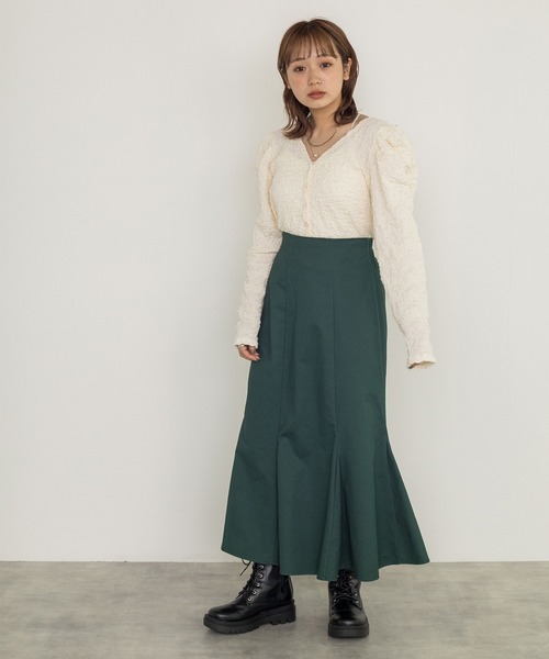 w closet（ダブルクローゼット）の「シワシワカットソーシャーリング袖Vネックカーディガン（カーディガン/ボレロ・レディース・ブラック/モカ/ブルー/オフホワイト・FREE）」の6枚目の写真