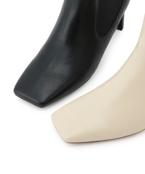 ADAM ET ROPE'（アダムエロペ）の「ミドル丈サイドゴア ブーツ（ブーツ・レディース・ブラック/オフホワイト・23.0cm/23.5cm/24.0cm/24.5cm）」の4枚目の写真