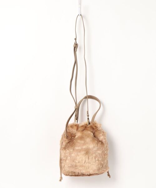 Samansa Mos2（サマンサ モスモス）の「エコファー巾着ショルダーバッグ（ショルダーバッグ・レディース・モカ/キャメル・ﾌﾘ-）」の8枚目の写真