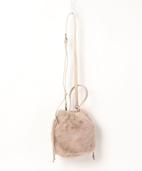 Samansa Mos2（サマンサ モスモス）の「エコファー巾着ショルダーバッグ（ショルダーバッグ・レディース・モカ/キャメル・ﾌﾘ-）」の7枚目の写真