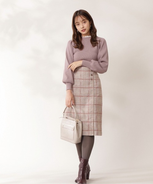 PROPORTION BODY DRESSING(プロポーションボディドレッシング)の「ループチェックツイードタイトスカート / 1211220006(スカート・レディース・ブラウン/ベージュ系その他・MEDIUM/SMALL)」の4枚目の写真