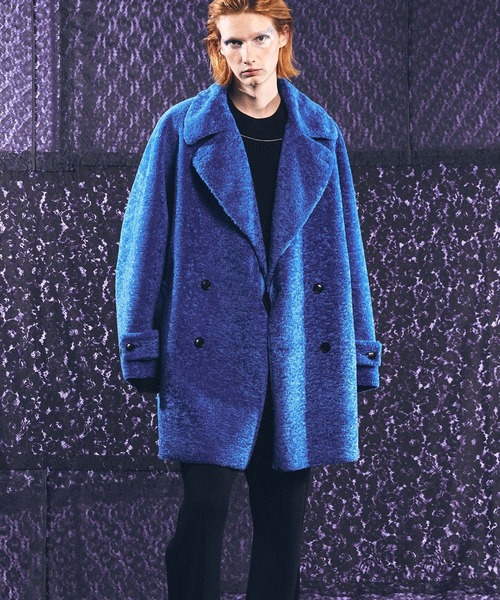 MAISON SPECIAL(メゾンスペシャル)の「《ユニセックスアイテム》シャイニーボアプライムオーバーダブルハーフコート 【MAISON SPECIAL/メゾンスペシャル】(ピーコート・メンズ・ブラック/グレー/ブルー/グリーン・1/2)」の8枚目の写真