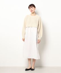 ehka sopo | 布帛ドッキングニットワンピース(ワンピース)
