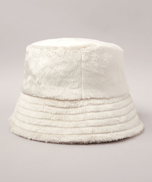 CA4LA ファーのバケットハット カシラ ホワイト ファー 帽子 カシラファーバケットハット