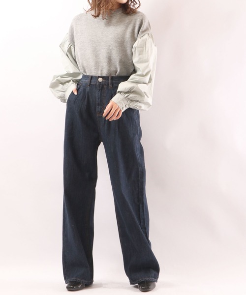 attiree(アティレー)の「attiree デニム タック入り ハイウエスト ワイドパンツ(デニムパンツ・レディース・ブルー/インディゴブルー・M/S/L)」の10枚目の写真