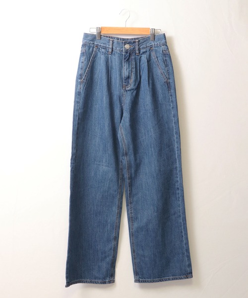 attiree(アティレー)の「attiree デニム タック入り ハイウエスト ワイドパンツ(デニムパンツ・レディース・ブルー/インディゴブルー・M/S/L)」の5枚目の写真