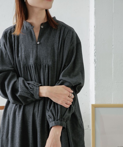 ハグオーワー リネンオーバーダイギャザーワンピ / 黒 ハグオーワー リネンオーバーダイギャザーワンピ / 黒 ハグオーワー