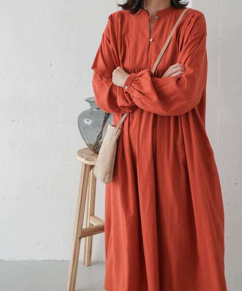 URBAN RESEARCH DOORS（アーバンリサーチドアーズ）の「コットン微起毛ギャザーワンピース（ワンピース・レディース・オレンジ/ブラック系その他/ベージュ系その他・ONE）」の20枚目の写真