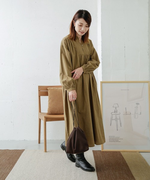 セール】コットン微起毛ギャザーワンピース（ワンピース）｜URBAN