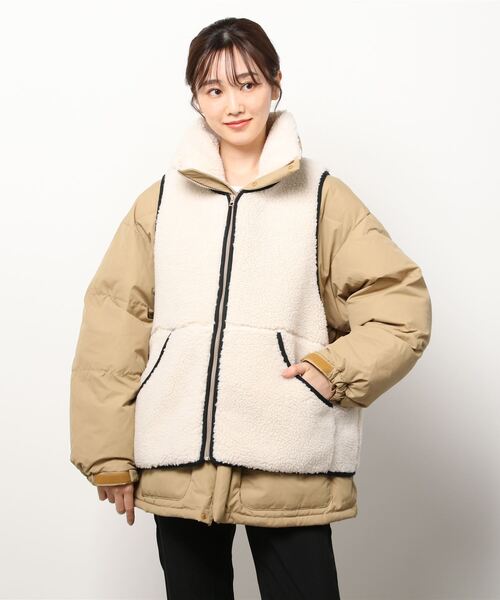 SUPP. no one else （サップノーワンエルス）の「SUPP. no one else (サップノーワンエルス) 　高密度タッサー撥水2wayボアダウンジャケット/326-5006（ステンカラーコート・レディース・ベージュ/オリーブ・FREE）」の2枚目の写真