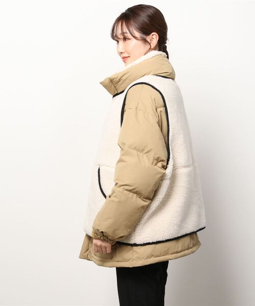 SUPP. no one else （サップノーワンエルス）の「SUPP. no one else (サップノーワンエルス) 　高密度タッサー撥水2wayボアダウンジャケット/326-5006（ステンカラーコート・レディース・ベージュ/オリーブ・FREE）」の5枚目の写真
