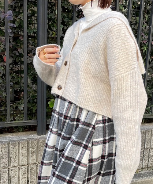 Alley by w closet(アリーバイダブルクローゼット)の「【Alley】セーラーカラーカーディガン(カーディガン/ボレロ・レディース・レッド/ブルー/オートミール・FREE)」の2枚目の写真